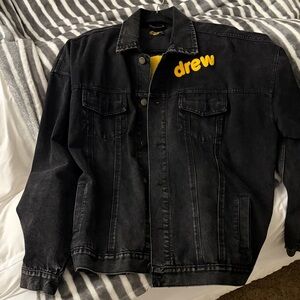 DREW Black Denim Jacket with Yellow Logo